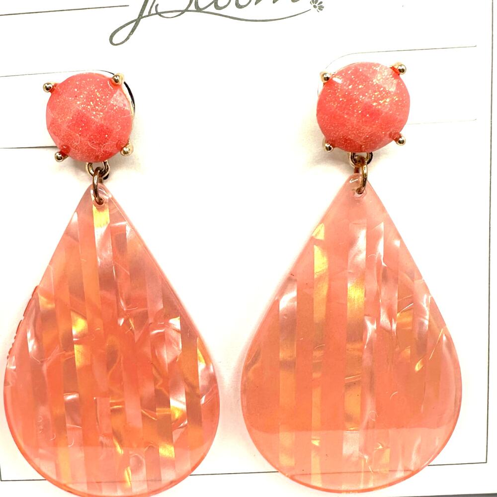 J Bloom Earrings tear drop dangle pierced J. Bloom Costume Jewelry NWT